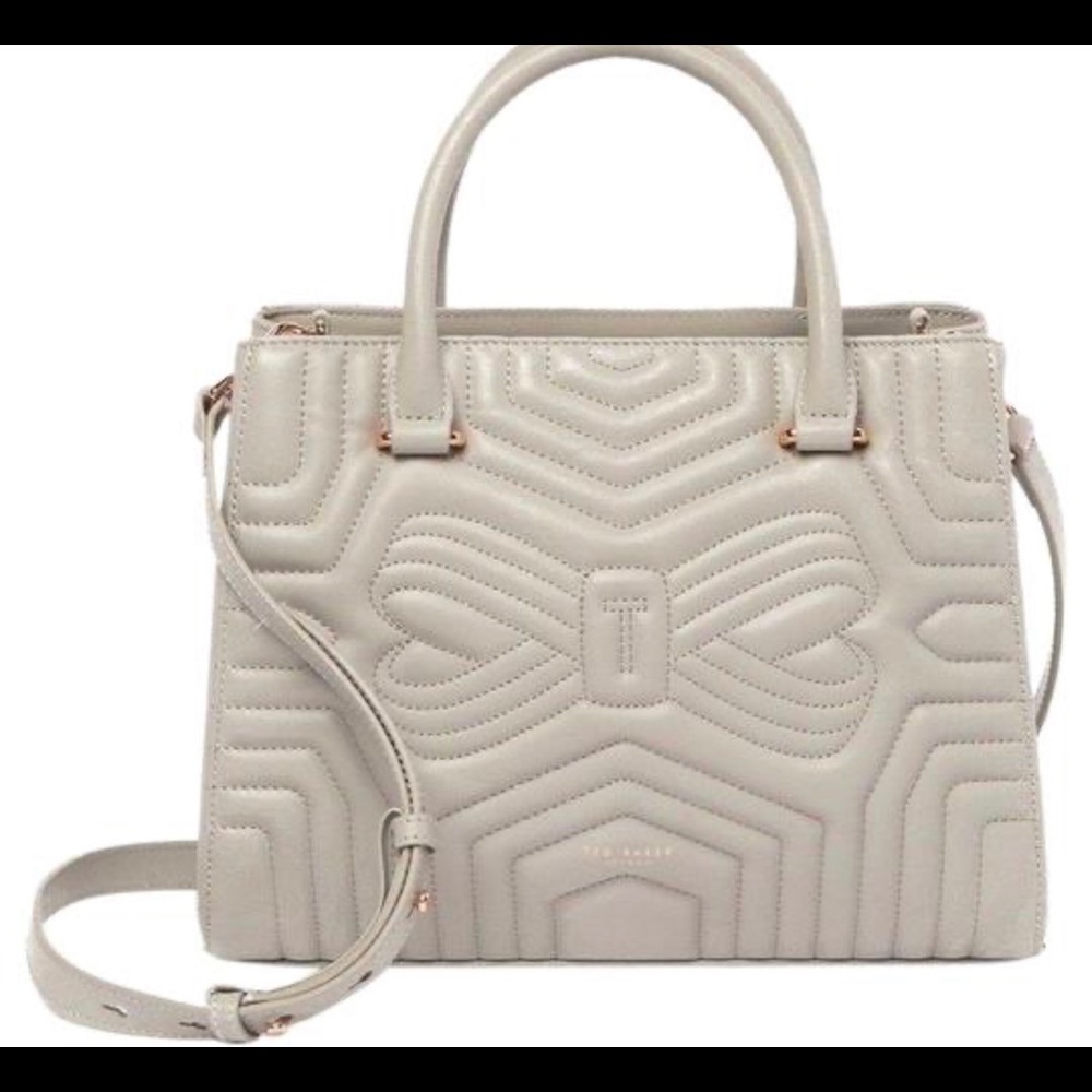 Ted Baker Vieira Quilted Bow Grey Leather Bag wTag